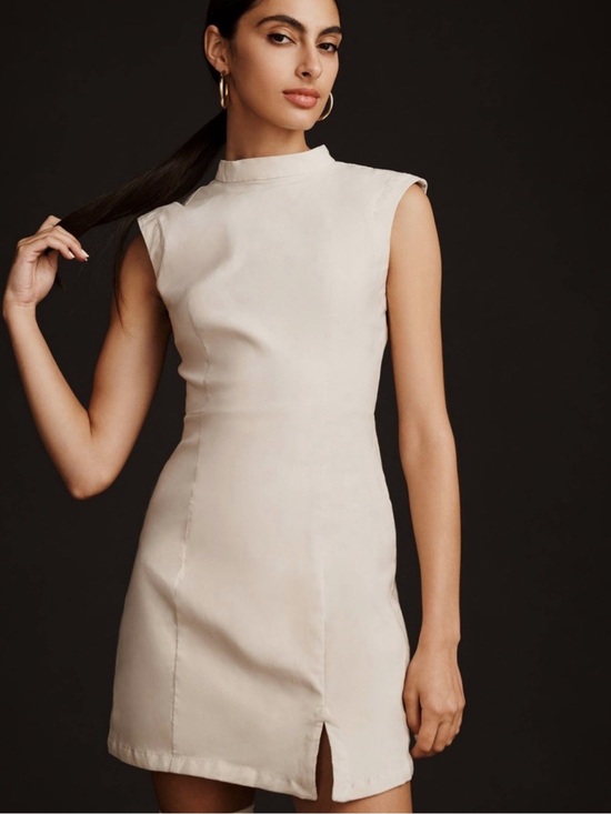 Anthropologie Dresses & Skirts - Anthropologie Mock Neck Sleeveless Seamed Dress Light Beige Neutral Size Large